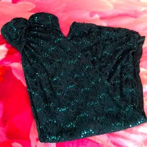 Stunning floor length strapless sequin gown dress